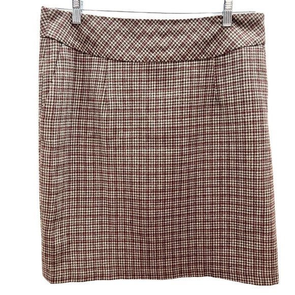 Architect Women's 12 Brown Houndstooth Straight Skirt Back Zip Pockets - Picture 1 of 6